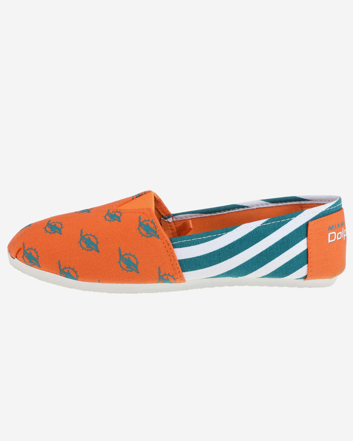 Miami Dolphins Womens Stripe Canvas Shoe FOCO - FOCO.com