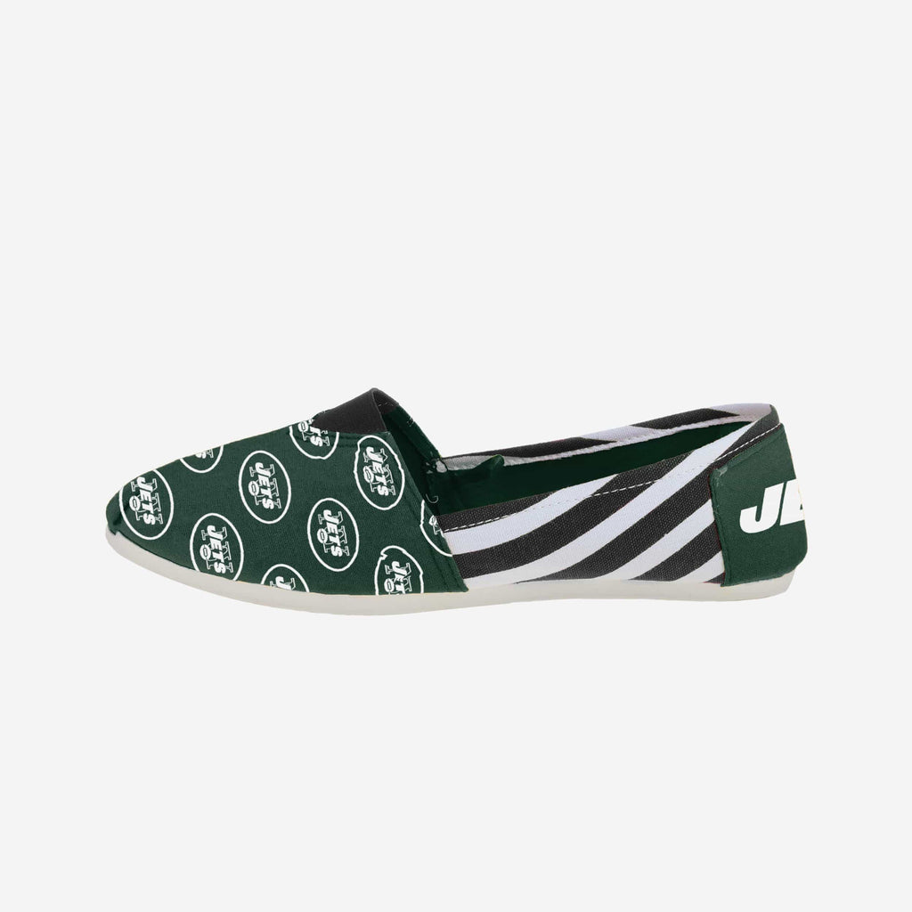 New York Jets Womens Stripe Canvas Shoe FOCO - FOCO.com