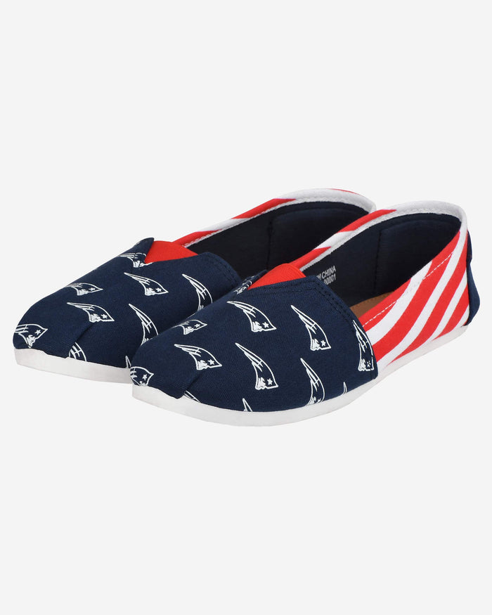 New England Patriots Womens Stripe Canvas Shoe FOCO - FOCO.com