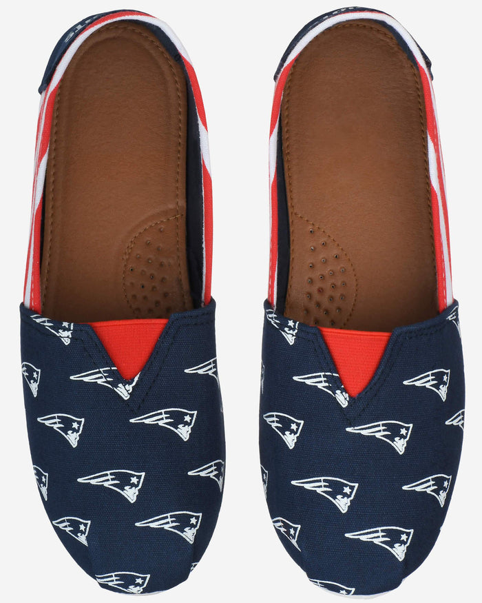 New England Patriots Womens Stripe Canvas Shoe FOCO - FOCO.com