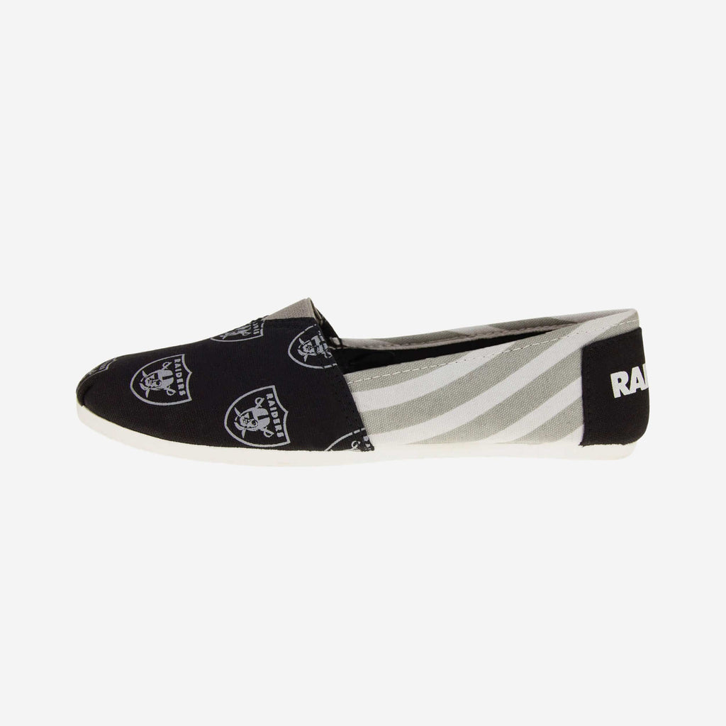 Las Vegas Raiders Womens Stripe Canvas Shoe FOCO - FOCO.com