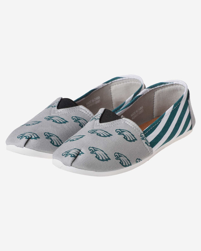 Philadelphia Eagles Womens Stripe Canvas Shoe FOCO - FOCO.com