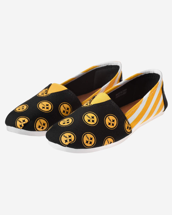 Pittsburgh Steelers Womens Stripe Canvas Shoe FOCO - FOCO.com