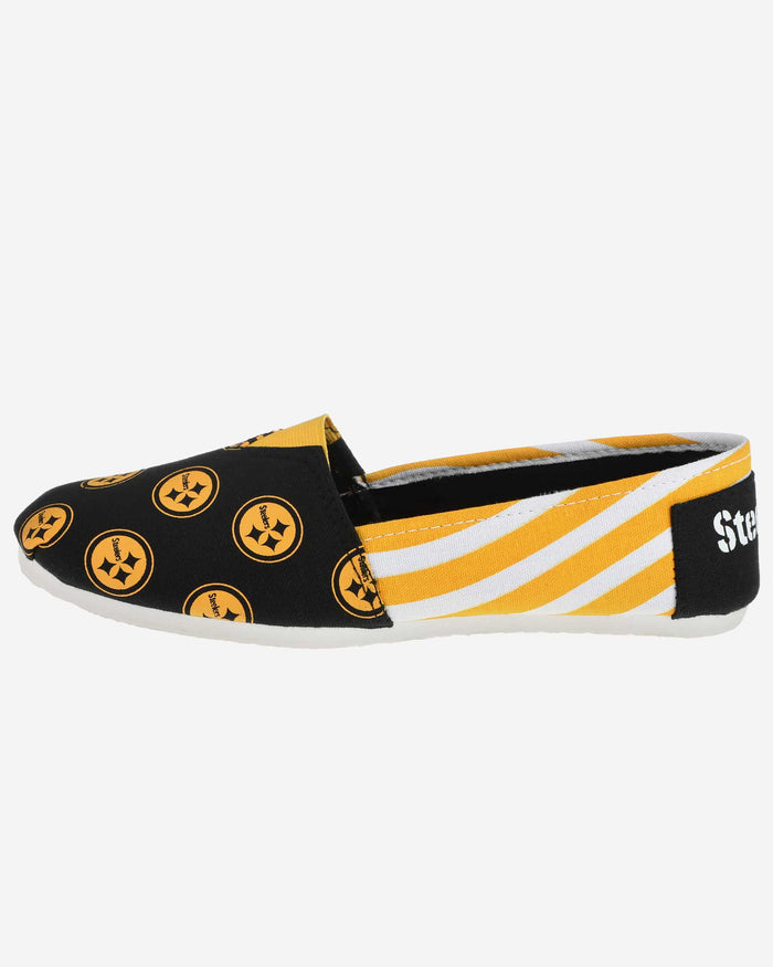 Pittsburgh Steelers Womens Stripe Canvas Shoe FOCO - FOCO.com