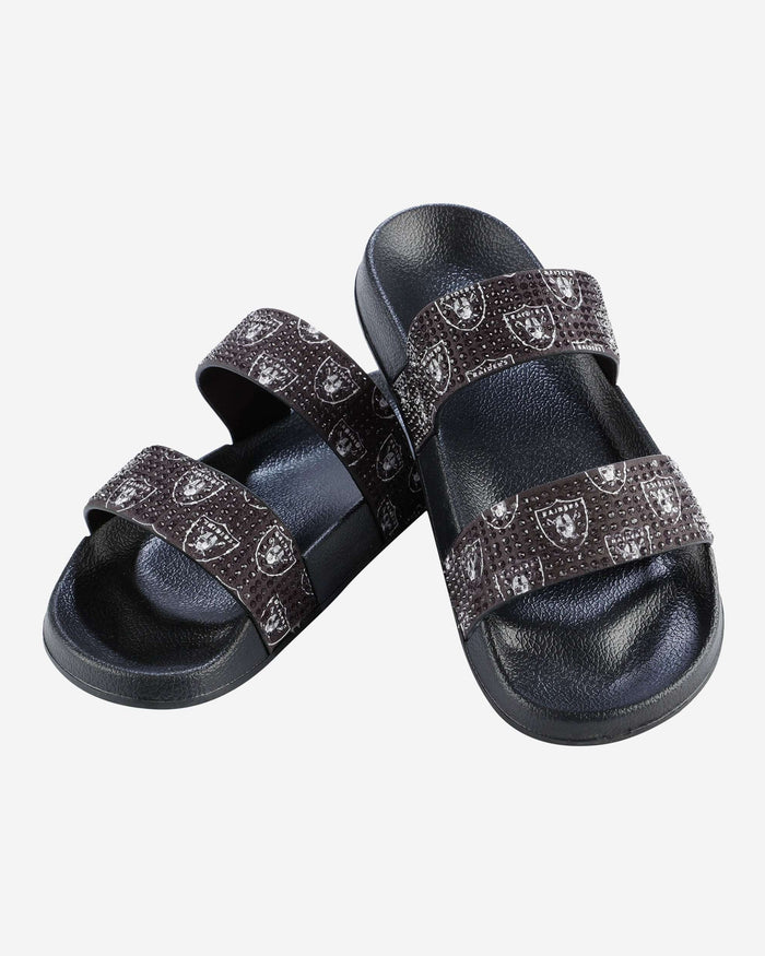 Las Vegas Raiders Womens Double Strap Shimmer Sandal FOCO - FOCO.com