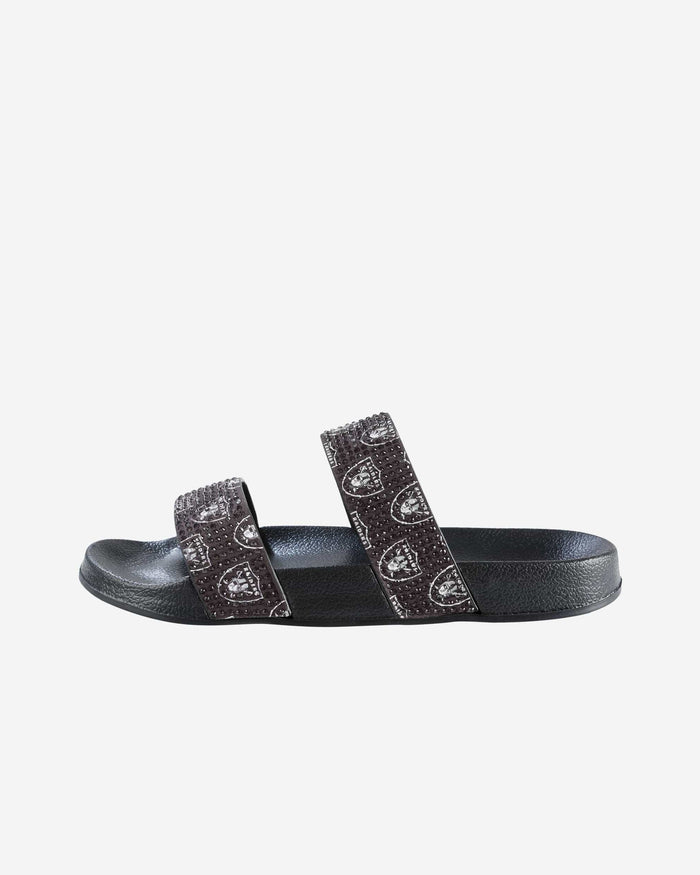 Las Vegas Raiders Womens Double Strap Shimmer Sandal FOCO - FOCO.com