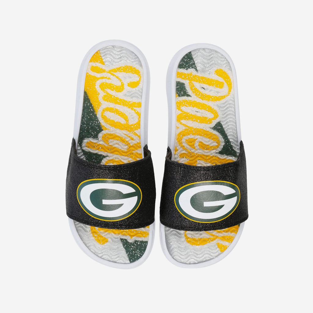 Green Bay Packers Womens Glitter Gel Slide FOCO S - FOCO.com