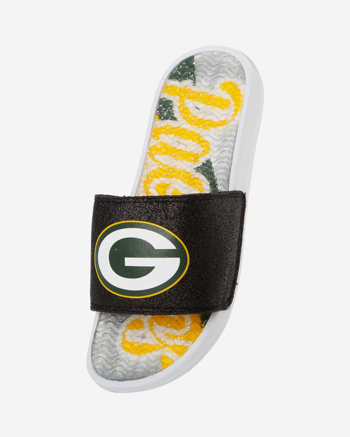 Green Bay Packers Womens Glitter Gel Slide FOCO - FOCO.com