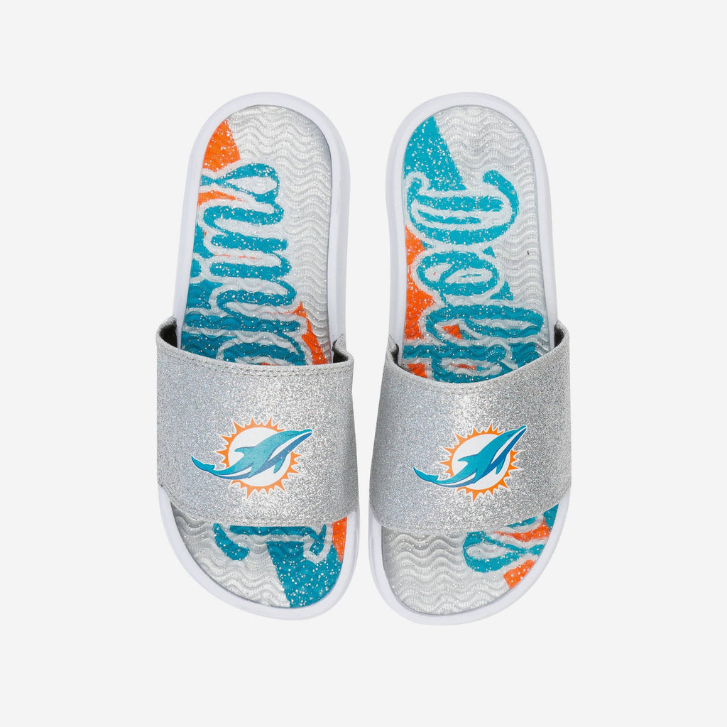 Miami Dolphins Womens Glitter Gel Slide FOCO S - FOCO.com