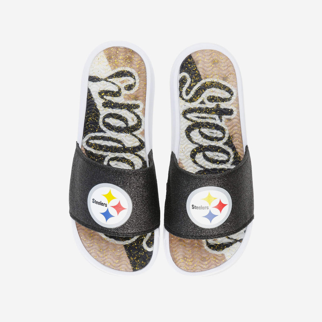 Pittsburgh Steelers Womens Glitter Gel Slide FOCO S - FOCO.com