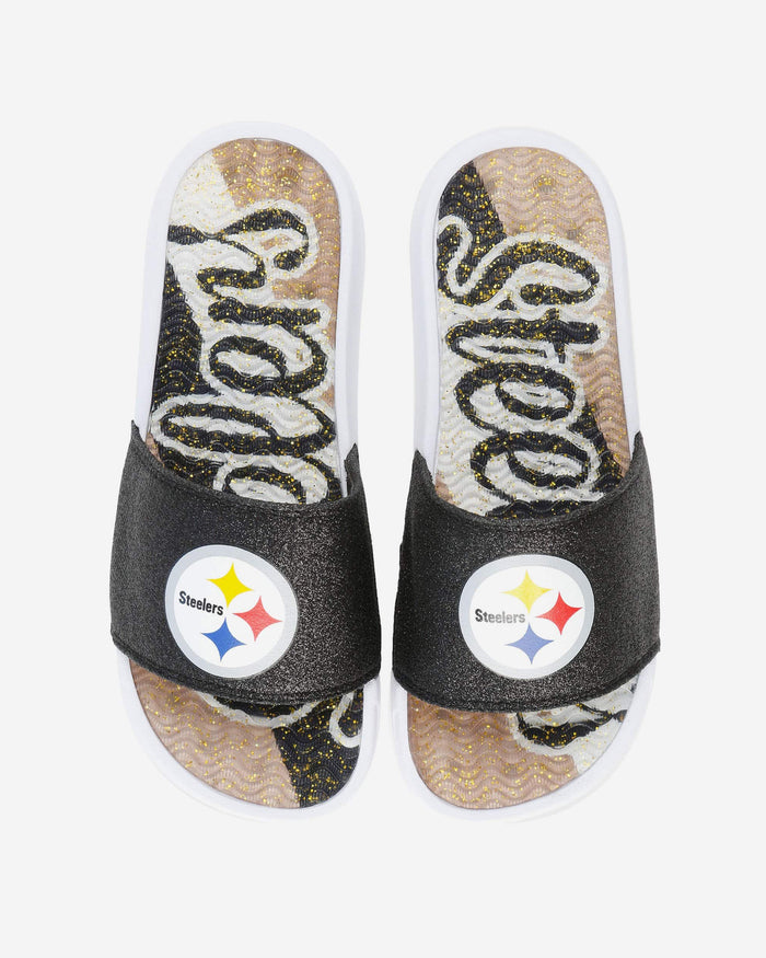 Pittsburgh Steelers Womens Glitter Gel Slide FOCO S - FOCO.com