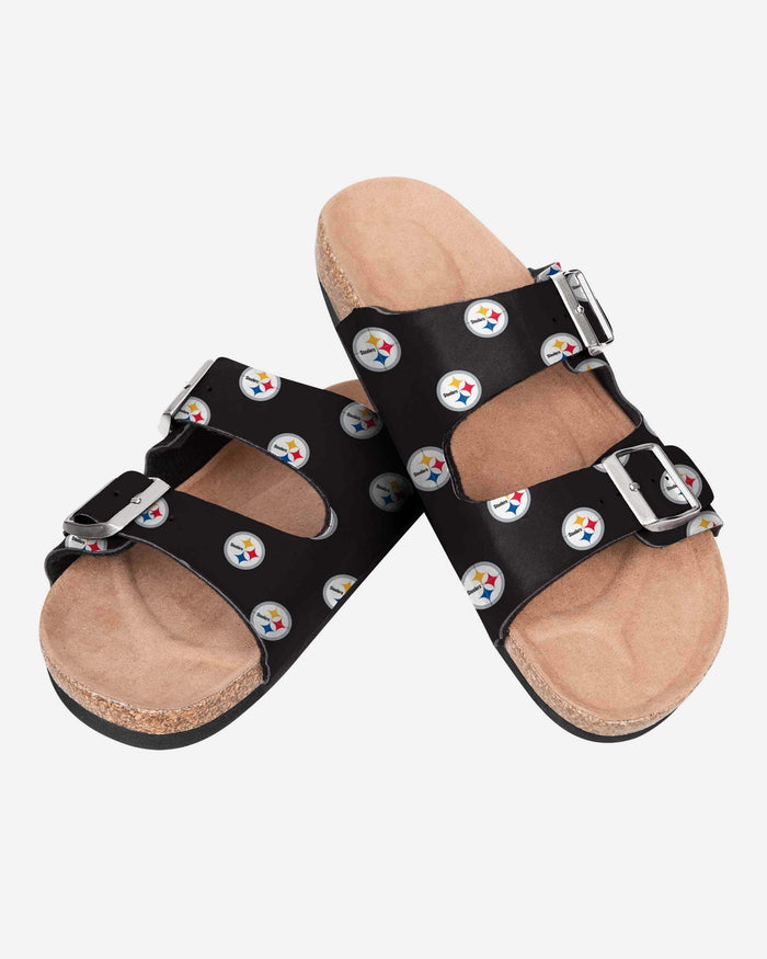 Pittsburgh Steelers Womens Team Logo Double Buckle Sandal FOCO - FOCO.com