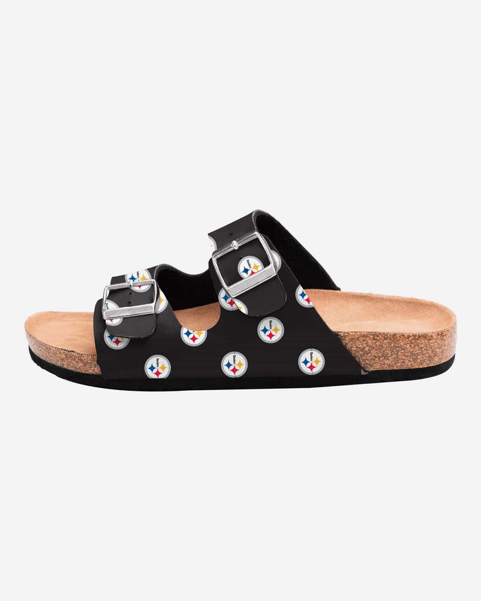 Pittsburgh Steelers Womens Team Logo Double Buckle Sandal FOCO - FOCO.com