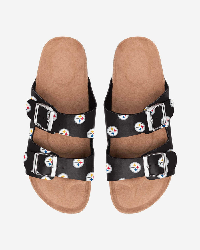 Pittsburgh Steelers Womens Team Logo Double Buckle Sandal FOCO S - FOCO.com