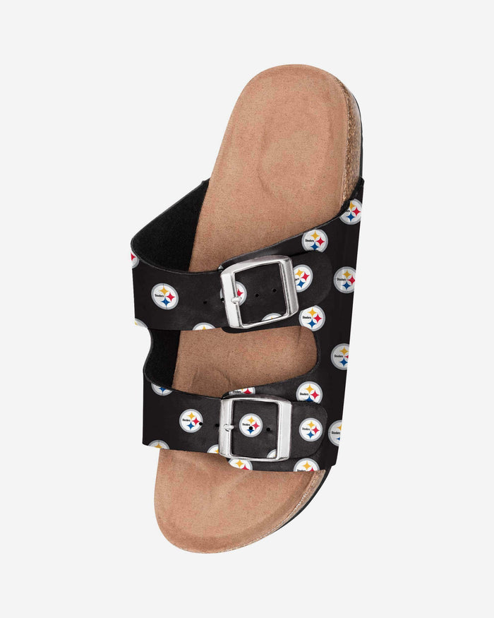 Pittsburgh Steelers Womens Team Logo Double Buckle Sandal FOCO - FOCO.com