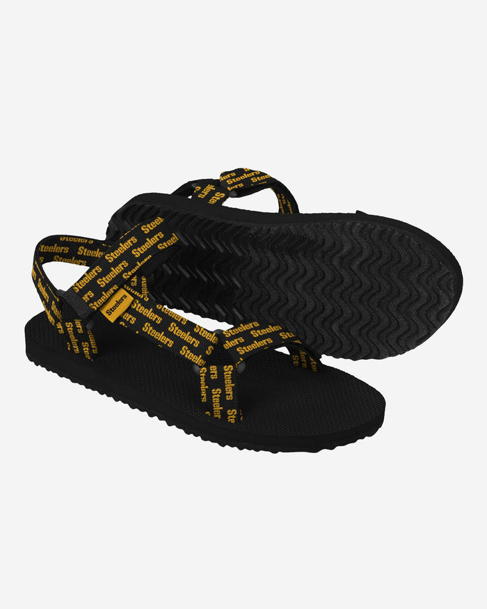 Pittsburgh Steelers Womens Repeat Logo Strap Sandal FOCO - FOCO.com