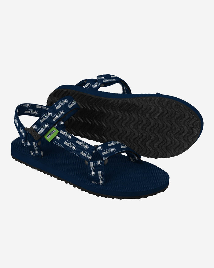 Seattle Seahawks Womens Repeat Logo Strap Sandal FOCO - FOCO.com