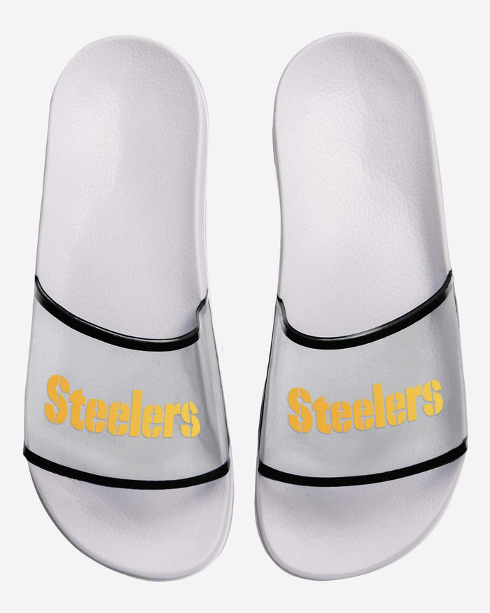 Pittsburgh Steelers Womens Clear Wordmark Slide Sandals FOCO - FOCO.com