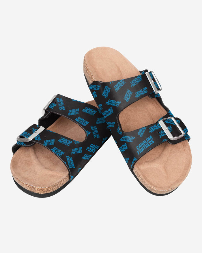 Carolina Panthers Womens Mini Print Double Buckle Sandal FOCO - FOCO.com