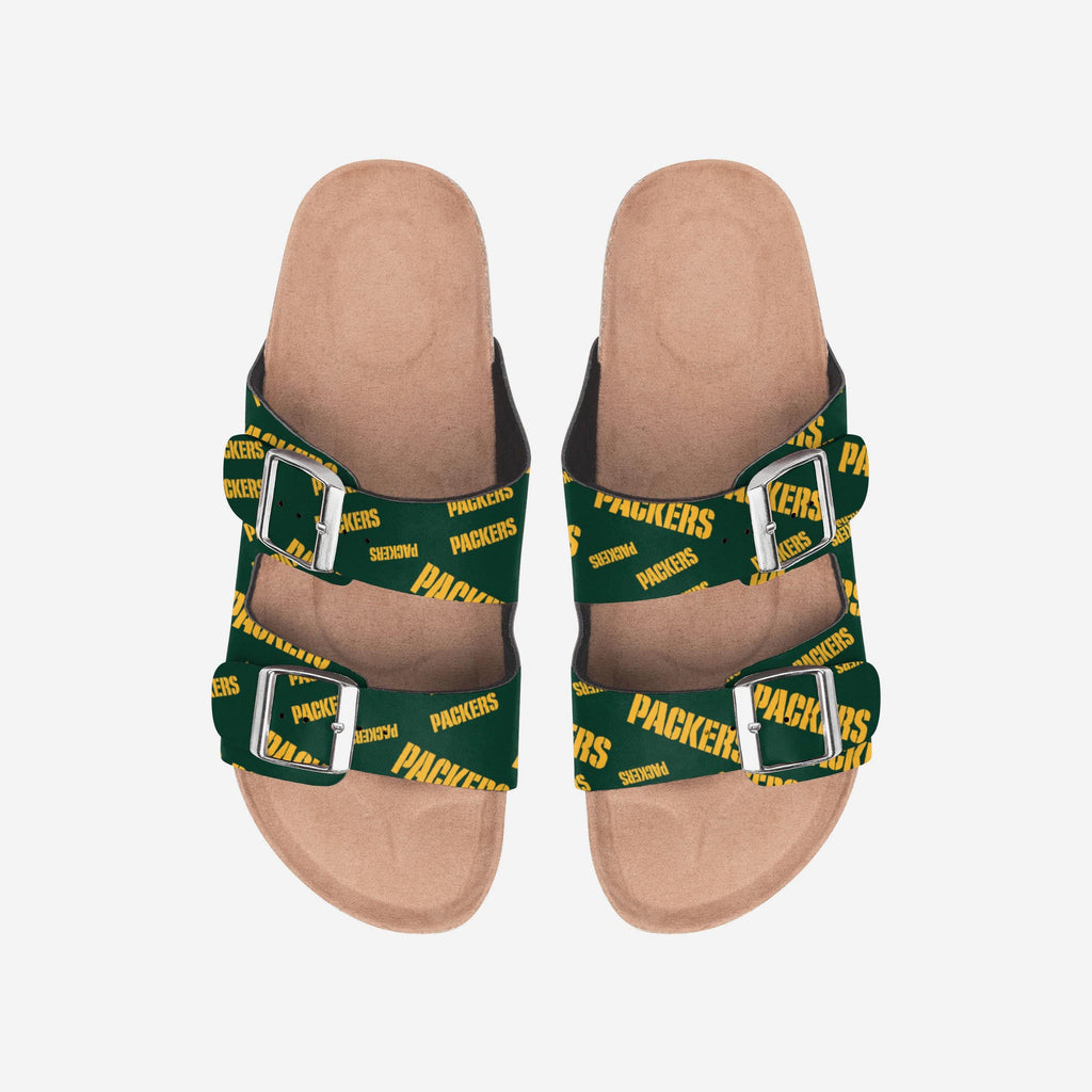 Green Bay Packers Womens Mini Print Double Buckle Sandal FOCO S - FOCO.com