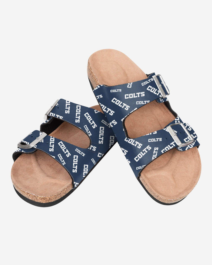 Indianapolis Colts Womens Mini Print Double Buckle Sandal FOCO - FOCO.com