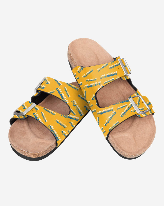 Los Angeles Chargers Womens Mini Print Double Buckle Sandal FOCO - FOCO.com