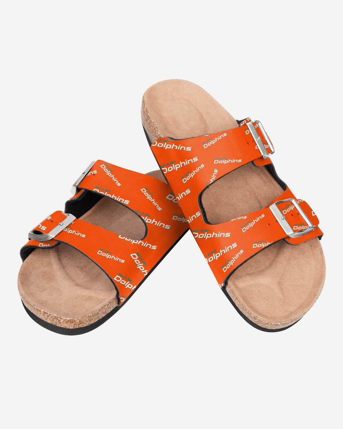 Miami Dolphins Womens Mini Print Double Buckle Sandal FOCO - FOCO.com