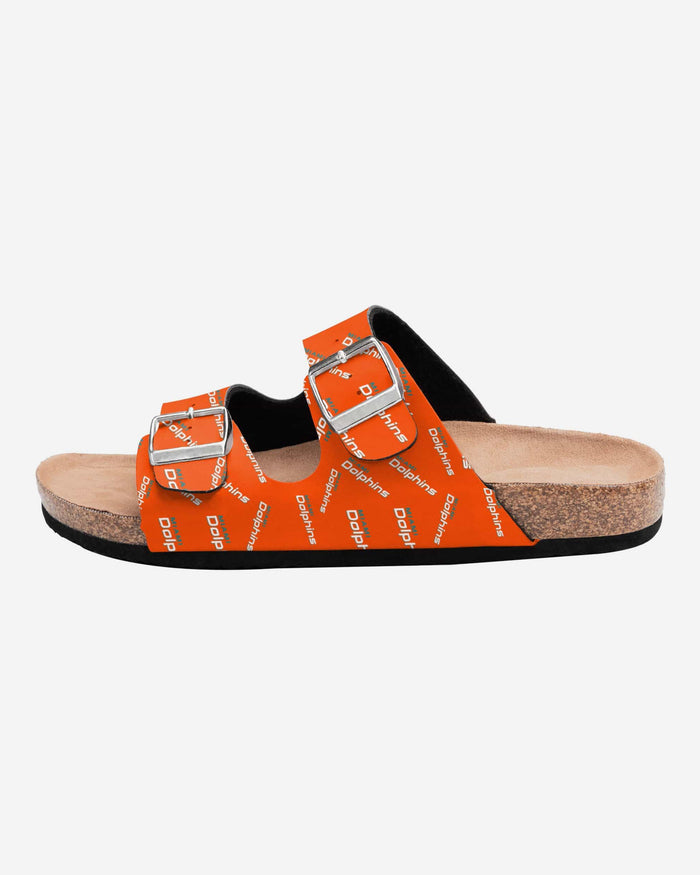 Miami Dolphins Womens Mini Print Double Buckle Sandal FOCO - FOCO.com