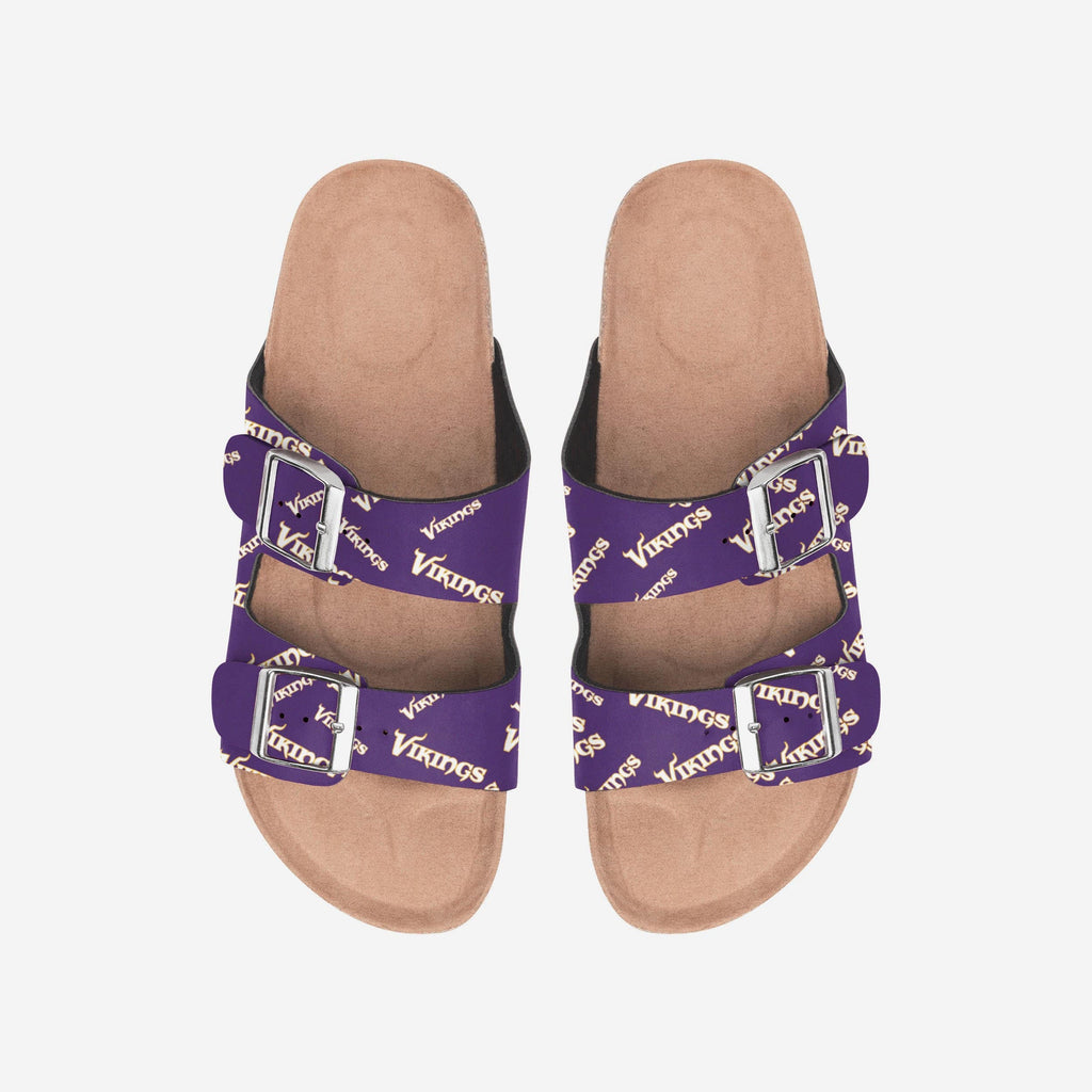 Minnesota Vikings Womens Mini Print Double Buckle Sandal FOCO S - FOCO.com