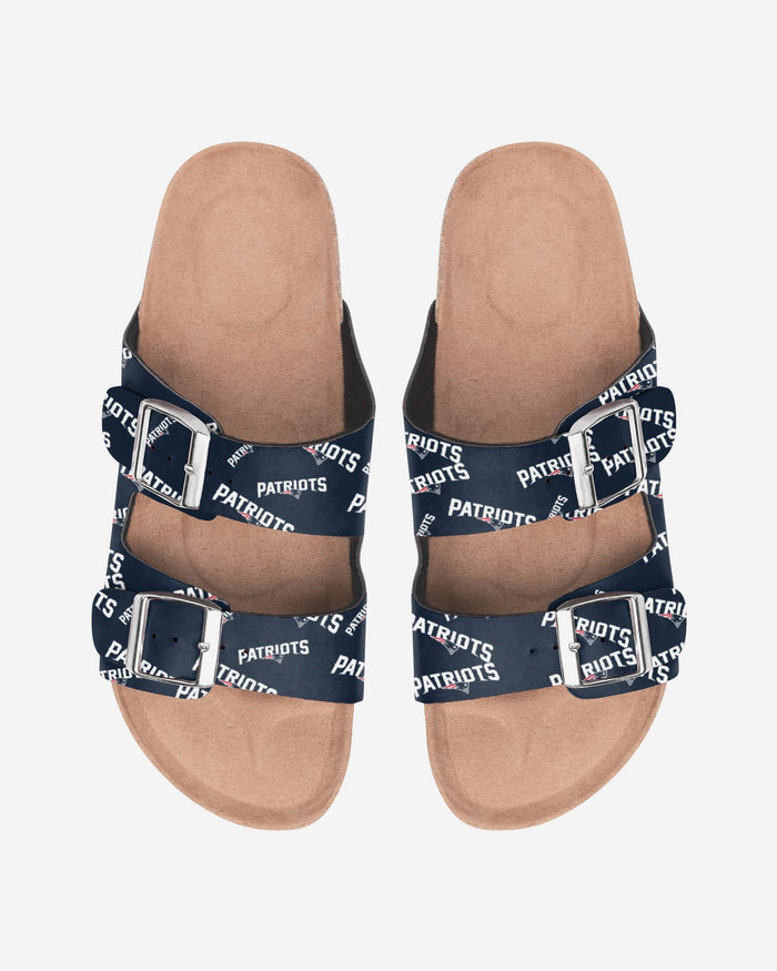 New England Patriots Womens Mini Print Double Buckle Sandal FOCO S - FOCO.com