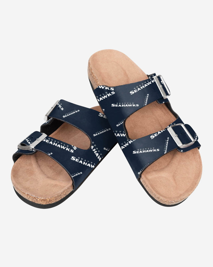 Seattle Seahawks Womens Mini Print Double Buckle Sandal FOCO - FOCO.com