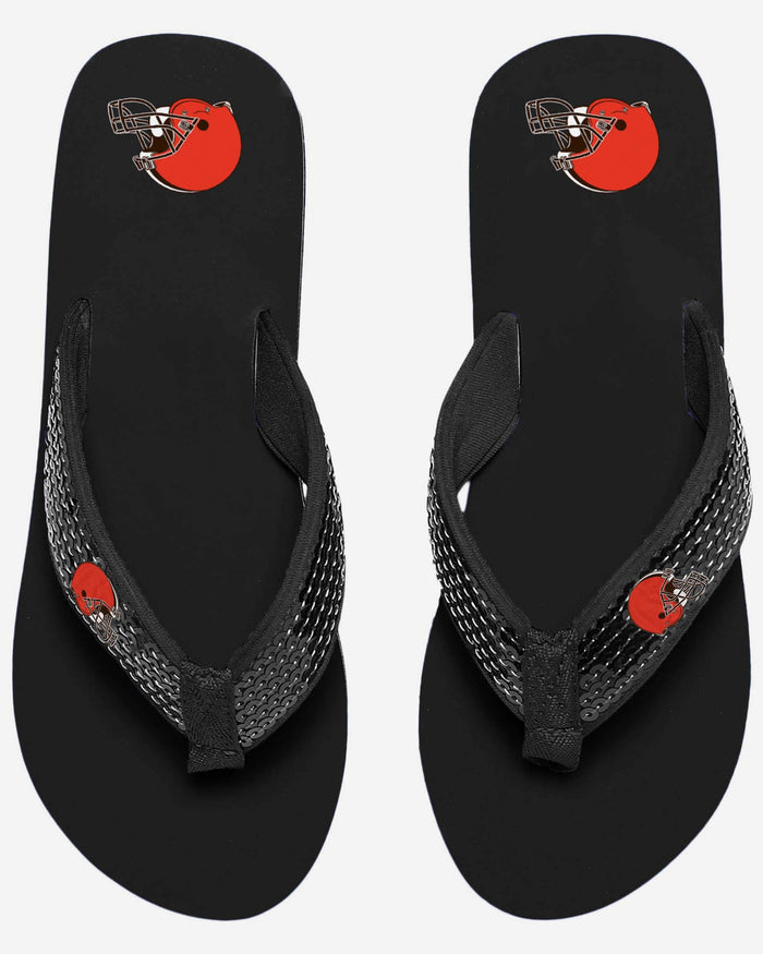 Cleveland Browns Womens Sequin Flip Flop FOCO - FOCO.com