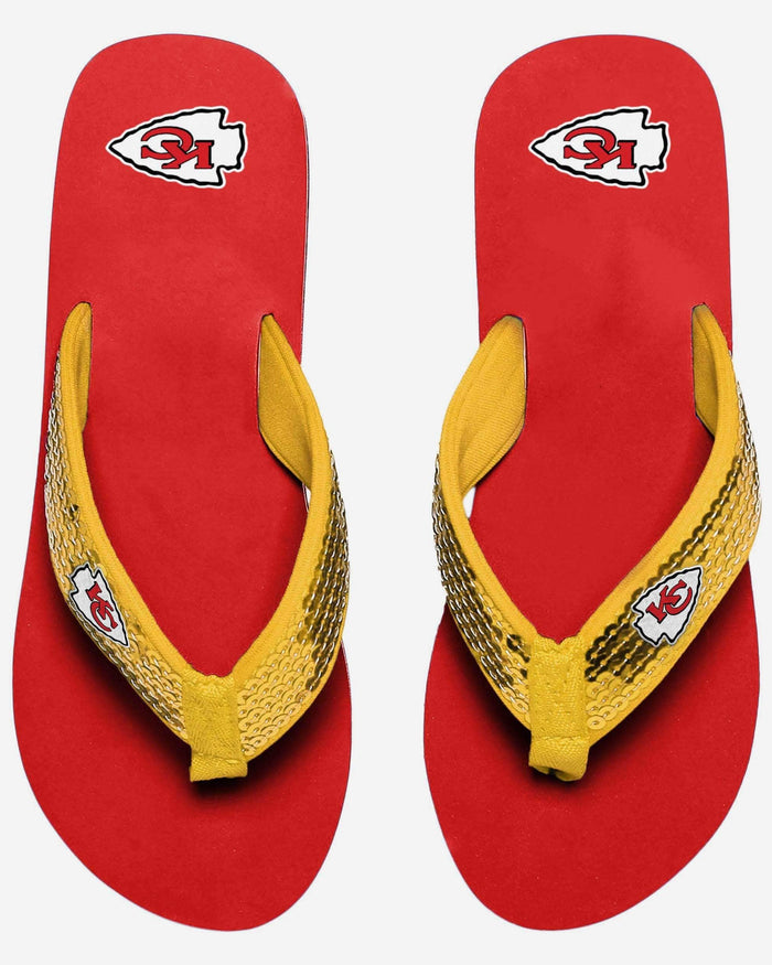 Kansas City Chiefs Womens Sequin Flip Flop FOCO - FOCO.com