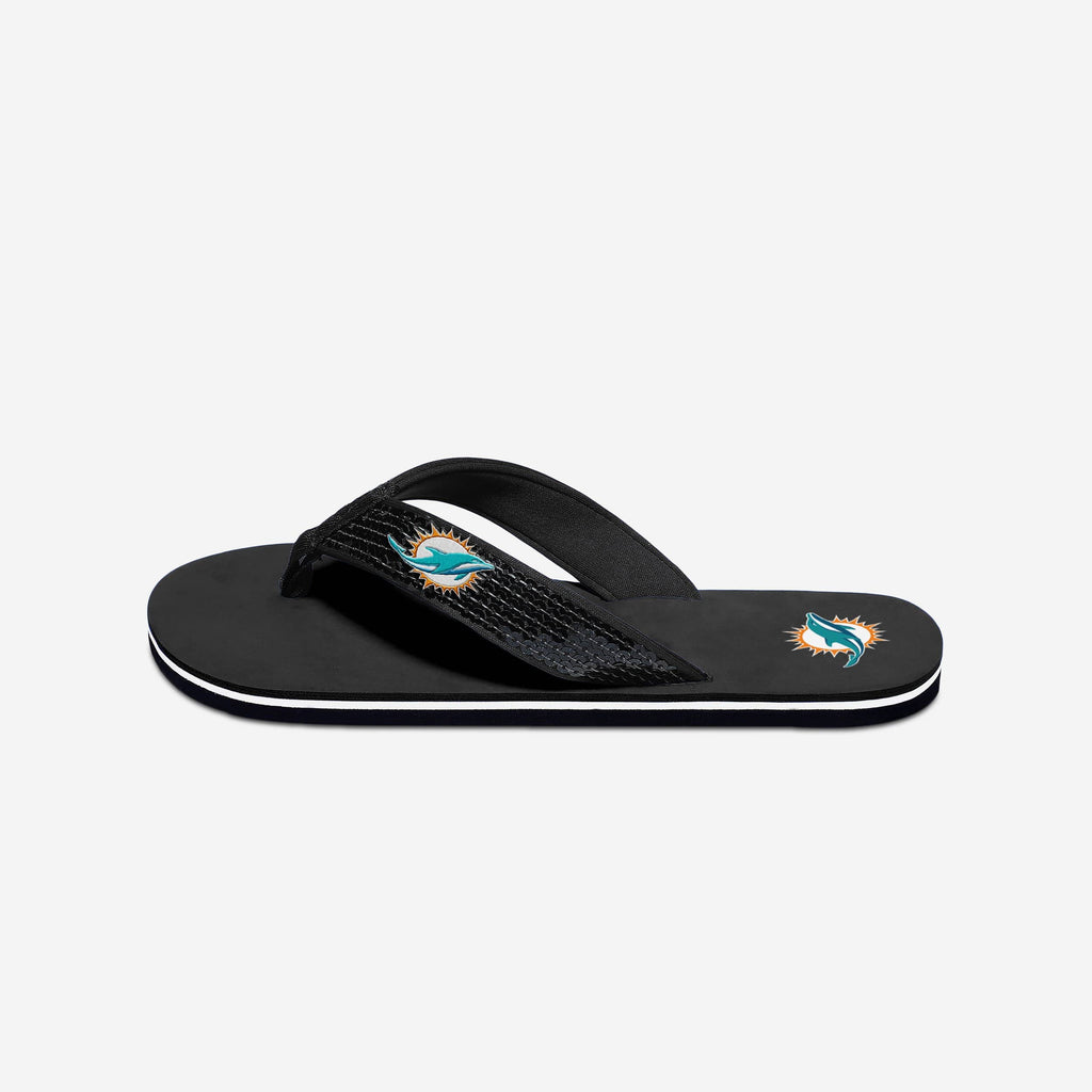 Miami Dolphins Womens Sequin Flip Flop FOCO - FOCO.com