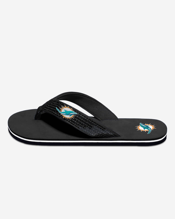 Miami Dolphins Womens Sequin Flip Flop FOCO - FOCO.com