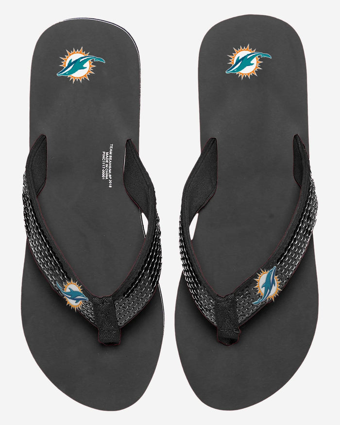 Miami Dolphins Womens Sequin Flip Flop FOCO - FOCO.com