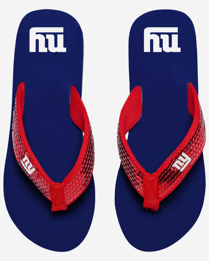 New York Giants Womens Sequin Flip Flop FOCO - FOCO.com