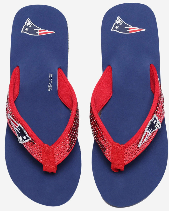 New England Patriots Womens Sequin Flip Flop FOCO - FOCO.com