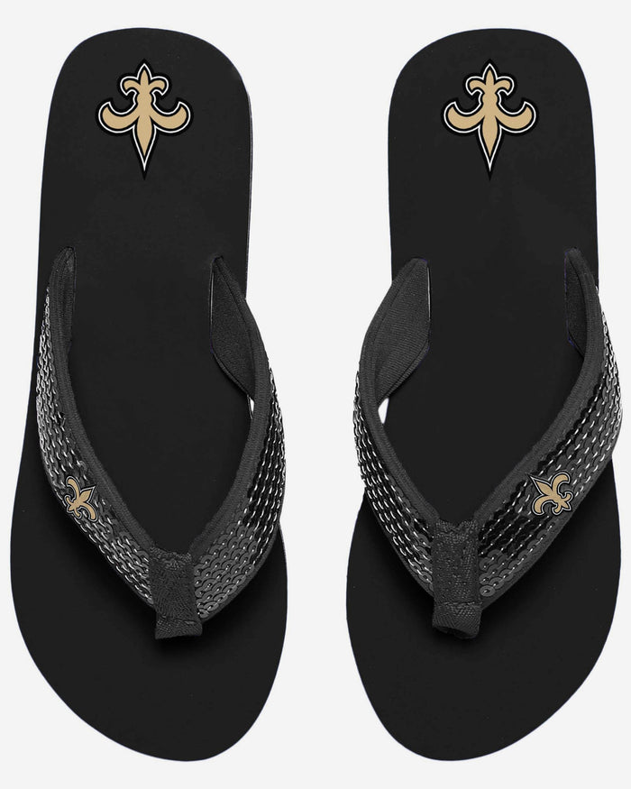 New Orleans Saints Womens Sequin Flip Flop FOCO - FOCO.com