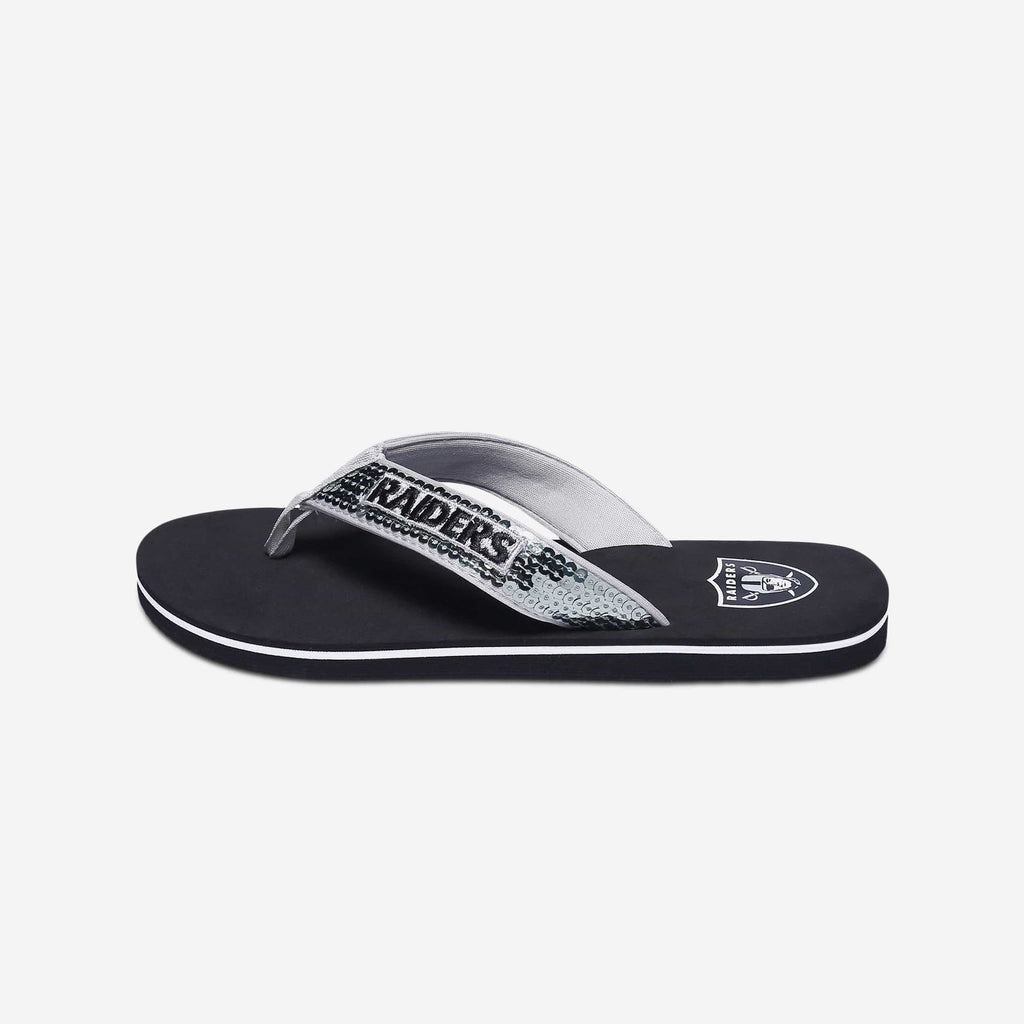 Las Vegas Raiders Womens Sequin Flip Flop FOCO - FOCO.com