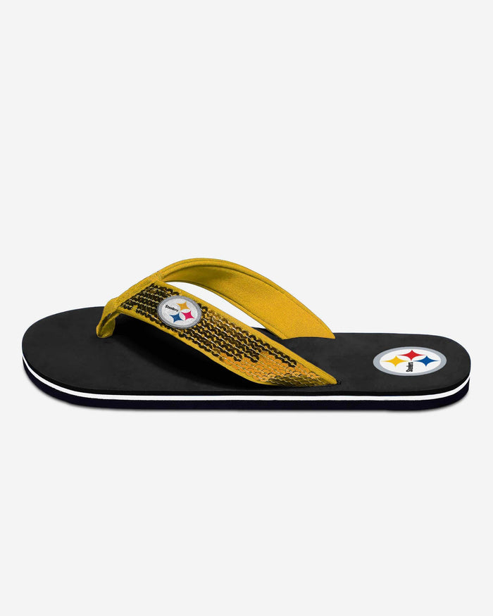 Pittsburgh Steelers Womens Sequin Flip Flop FOCO - FOCO.com