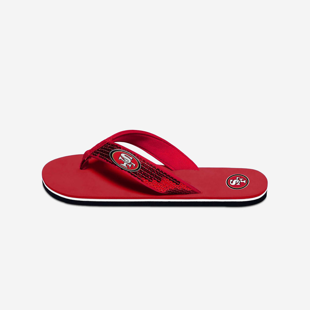 San Francisco 49ers Womens Sequin Flip Flop FOCO - FOCO.com