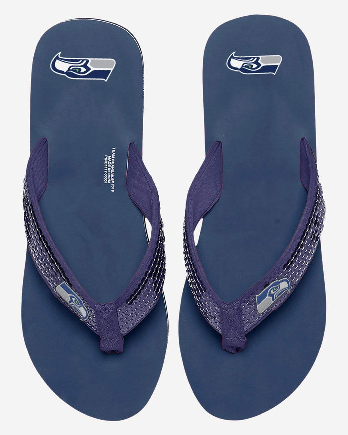 Seattle Seahawks Womens Sequin Flip Flop FOCO - FOCO.com