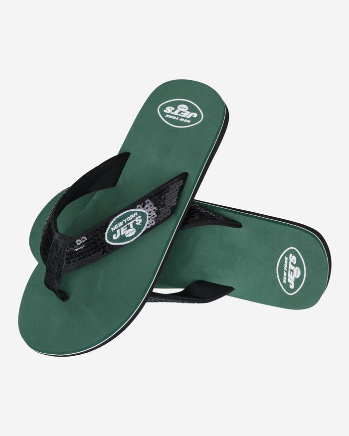 New York Jets Womens Sequin Flip Flop FOCO - FOCO.com