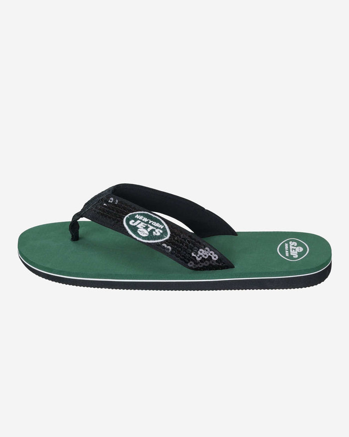 New York Jets Womens Sequin Flip Flop FOCO S - FOCO.com