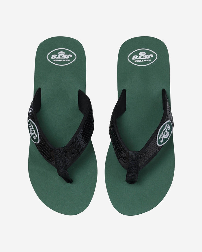 New York Jets Womens Sequin Flip Flop FOCO - FOCO.com