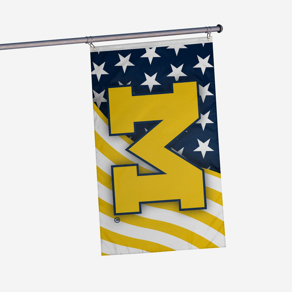 Michigan Wolverines Americana Horizontal Flag FOCO - FOCO.com