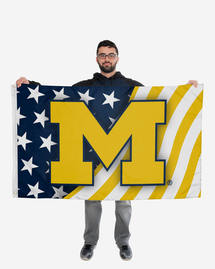 Michigan Wolverines Americana Horizontal Flag FOCO - FOCO.com