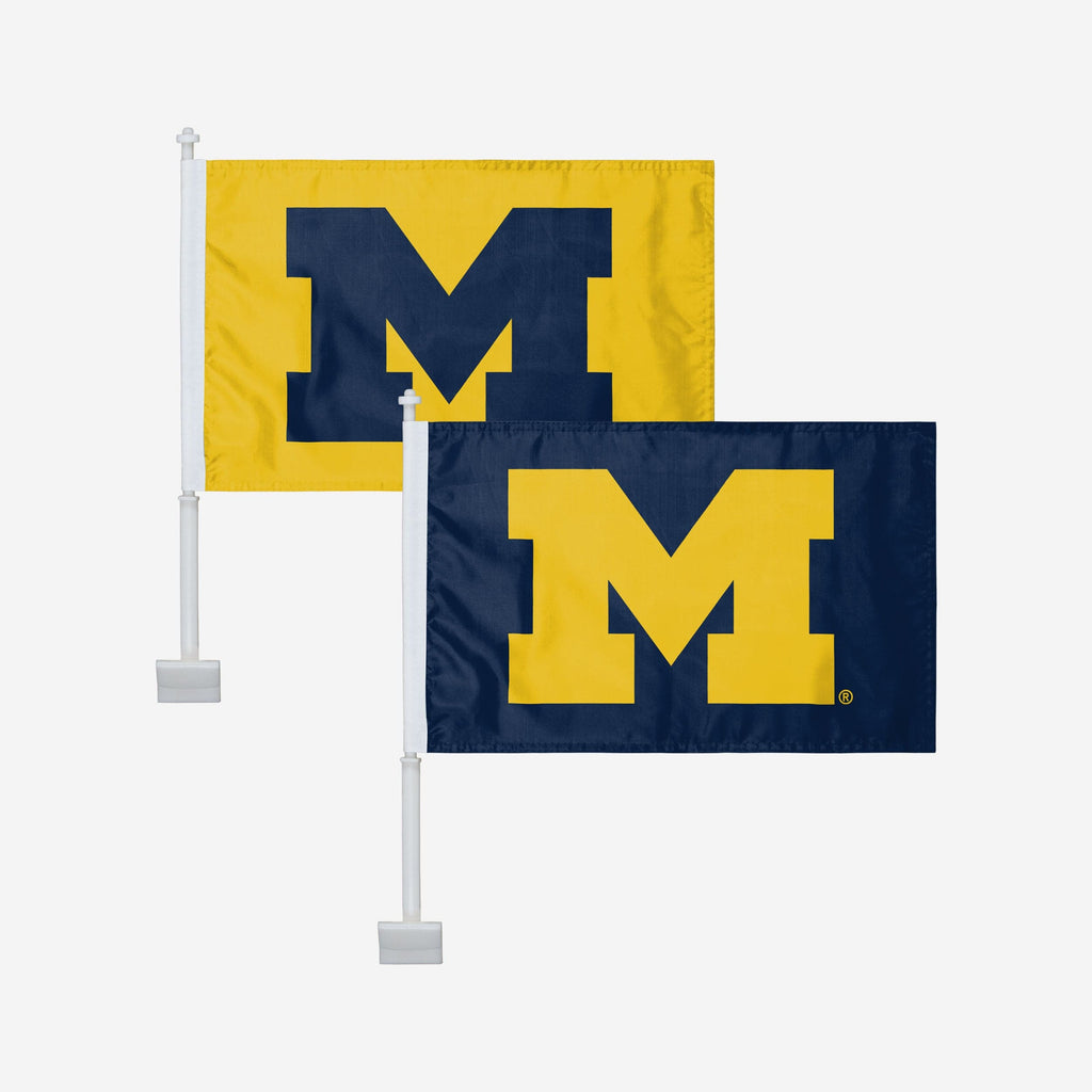 Michigan Wolverines 2 Pack Solid Car Flag FOCO - FOCO.com