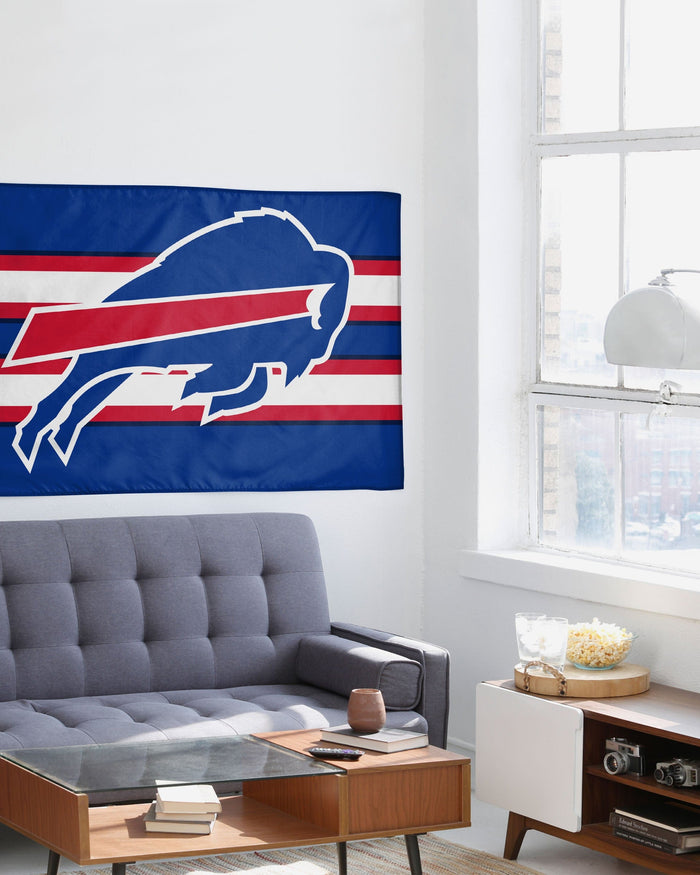 Buffalo Bills Big Logo Team Stripe Horizontal Flag FOCO - FOCO.com